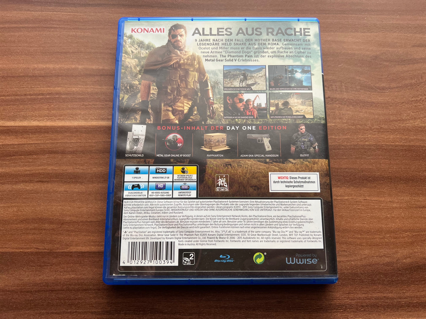 Metal Gear Solid V: The Phantom Pain Day One Edition (Sony Playstation 4, 2015) PS4 Gebraucht & OVP
